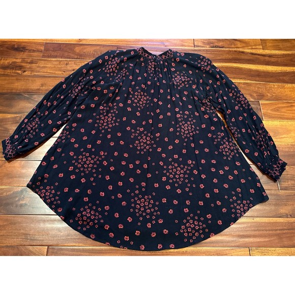 Free People Women’s Floral Dress Small Petite SP Romantic Black Red Flowers - Picture 11 of 12